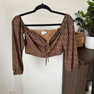 Leopard Print Off-Shoulder Crop Top